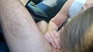 Deep Slobbery Blowjob To Taxi Driver In Car