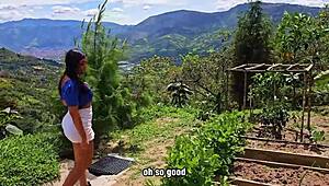 Caught stealing, the sexy milf feels excitement as the farm owner fucks her outdoors, savoring her wet pussy and big tits