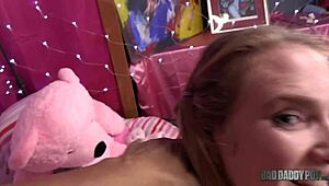 Baddaddypov - Ashley Lane Cute Blonde Pigtails Teen 18+ Rides Stepdads Cock