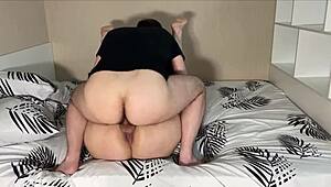 Watch the big mature stepmom give a blowjob then sit on him for anal.