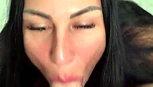 after a week without sex, this milf rides hard and swallows cum.
