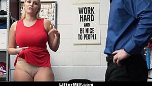 Watch This Milf Thief Negotiate Freedom With Pervert Mall Officer Liftermilf!