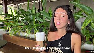 Crazy cumwalk in starbucks - blowjob in public toilet drinking coffee with sperm ☕