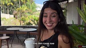 Crazy cumwalk in starbucks - blowjob in public toilet drinking coffee with sperm ☕