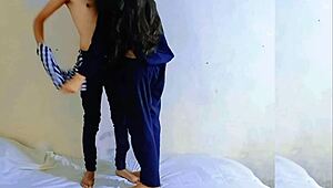 Indian Virgin Schoolgirl Fucks Boyfriend First Time After Romantic Kissing