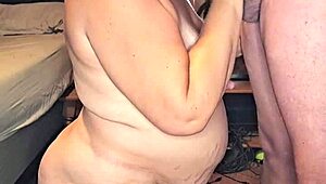 this preggo milf is sucking a big cock in her home, moaning loudly