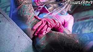 Watch this tattoo slut perform solo double penetration with toys