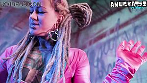 Watch this tattoo slut perform solo double penetration with toys