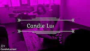 Foot fetish session with a teen brunette amateur in lingerie