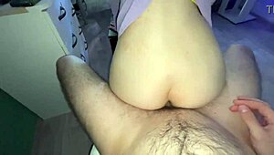 pov passionate sex of young 18+ students on a chair