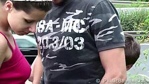 Cum on Huge Krystal Swift Tits in Public Foursome