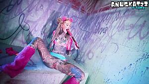 Watch this tattoo slut perform solo double penetration with toys