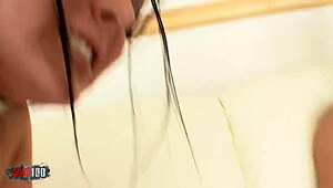 good anal preparation with glass dildo then deep ass penetration