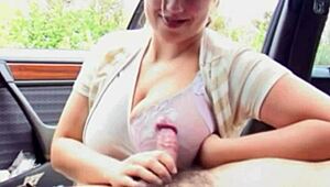 Young Redhead BBW Girl Posing Fat in Car