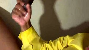 milking my big cock on the desk with cum on tits 😈