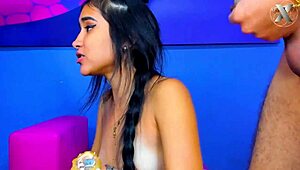 submissive slut sticks his dick down her throat and pumps out a lot of awesome fluids... wow!