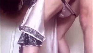 amoul solo 829 - fucking a white woman standing from behind sexually dressed satin panties down high heels