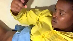 milking my big cock on the desk with cum on tits 😈