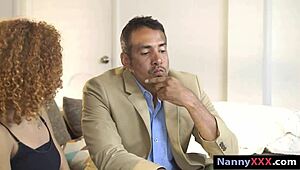 ebony nanny kendall woods gets railed on the sofa