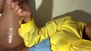 milking my big cock on the desk with cum on tits 😈