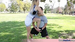 Skinny cheerleader Carmen fucks stepbro today!