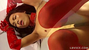 Amateur Asian ladyboy hints at pleasure with blowjob and anal fucking in POV scene