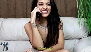 Hey, this horny wife hired a slutty whore as a naughty gift for her husband, subtitled in English 😈