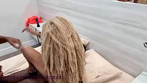 Behind the scenes, cute Brazilian slut Renatinha Paixão screams while taking big black cock in her ass.