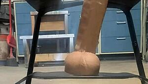 Big hankeys rides dildo on bouncy sex chair 😍