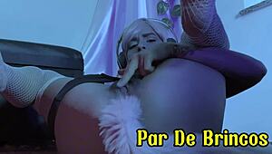 young latina plays with pussy using anal plug!