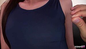 petite asian girl in swimsuit talks about first intense orgasm with dildo 😍