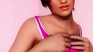 Lisa Teases with Big Tits and Ass on Beach Close-Up.