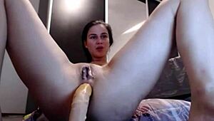 Bubble Ass Brunette Plays with Toys on Webcam