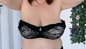 granny mariaolds casually strips in black lingerie