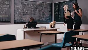 two big ass teachers fuck colleague after catching him