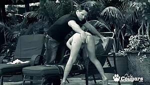 aubrey adams getting fucked hard in the backyard while a peeping tom watches closely