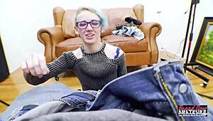 Blue Haired Exotic Coed Raven Masturbates And Deepthroats A Hard Cock