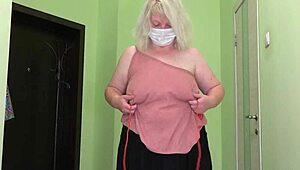 Mature MILF in Stockings Jumps Rope Shakes Big Boobs and Fat Booty Saggy Tits Bounce Fetish
