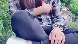 Why does she pee outdoors in stockings?