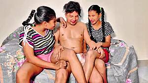 threesome with stepdaughter and wife!