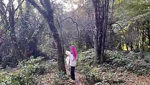 Outdoor forest rough sex spanks teen pussy fucked cum in mouth squirted