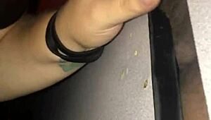 Homemade bbw amateur slut performs sloppy blowjob at gloryhole. She swallows cum from big black cock.