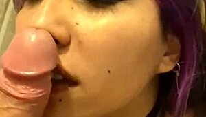 latina milf sucking friend's dick hard with tattoos and small tits 😈💦