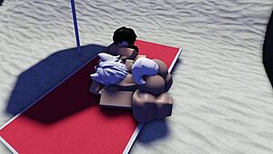Roblox slut caught and intensely used on public beach