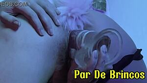 young latina plays with pussy using anal plug!