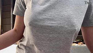 Italian big tits smoking outdoor