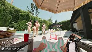 Vr Bangers: Three Hot Bikini Babes in Wild Hollywood Poolside Orgy