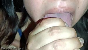 Teen swallows semen in group scene