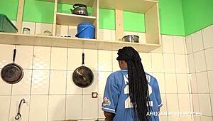 Pov neighbor catches milf fingering wet asshole in kitchen for public morning fuck