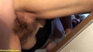 Rough Fingering 83-Year-Old Hairy Granny in Kitchen